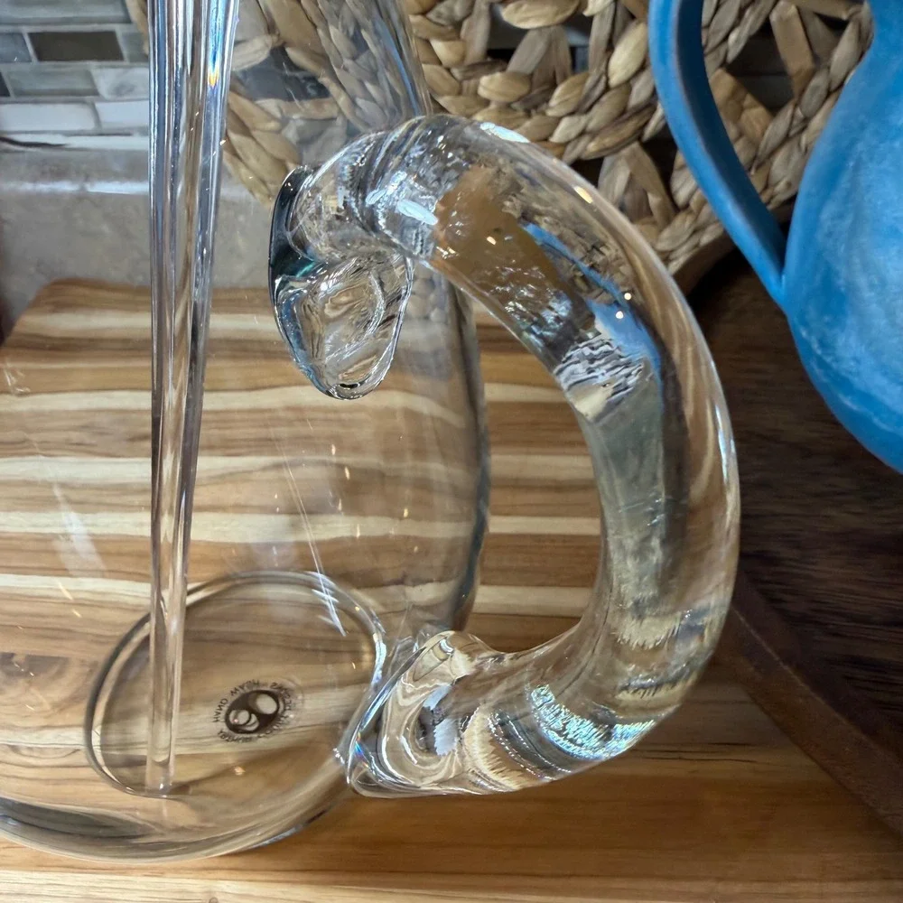 Arthur Court Designs Glass Pitcher Pewter Grape Cluster Embellishment Ice Lip